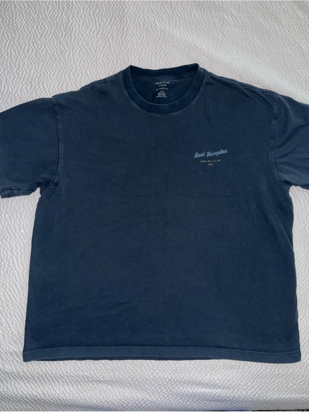 American Eagle Outfitters Navy Short Sleeve Tee with Chest Script